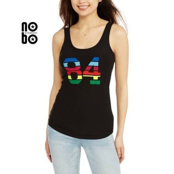 No Boundaries Graphic Rainbow‎ 84 Print Scoop Neck Jersey Tank Top - Picture 1 of 5